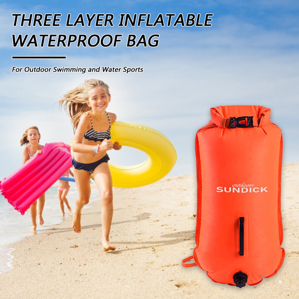 Pvc-wasserdichte tasche 28l schwimm-doppel-airbag-aufblasbare wasserdichte tasche, strand-schnorchel-drifttasche (orange)