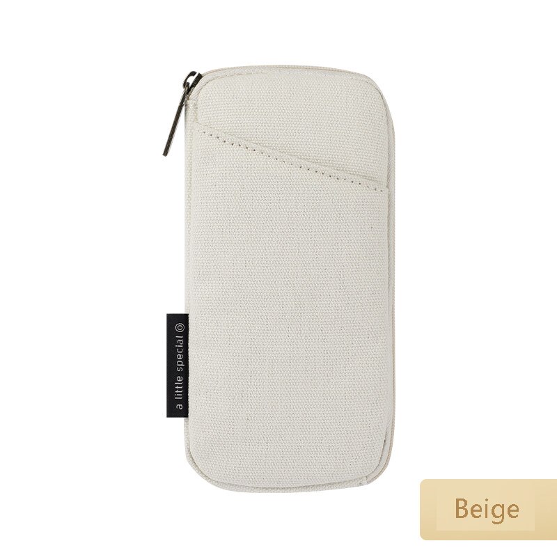 Kokuyo-caja de papelería de lona magnética de doble cara, estuche de bolígrafos con Clip de la serie Pure de un metro, Japón: Beige
