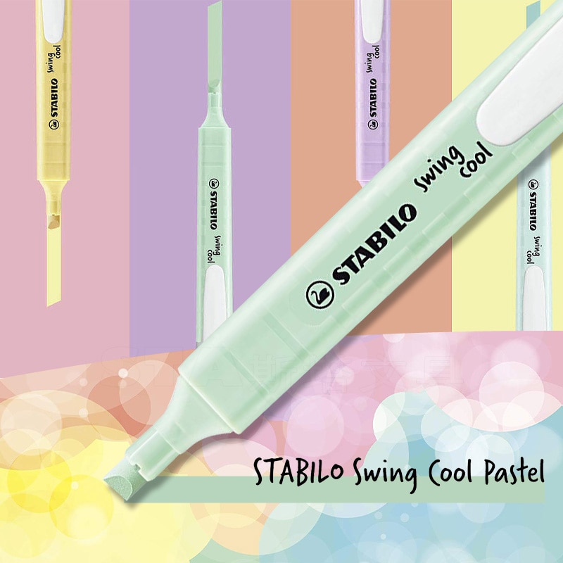 STABILO – stylo à surligneur Swing Cool, marqueur de couleur Pastel subtil au format de poche, 1 + 4mm mettant en évidence la ligne de dessin pour l&#39;école A6522