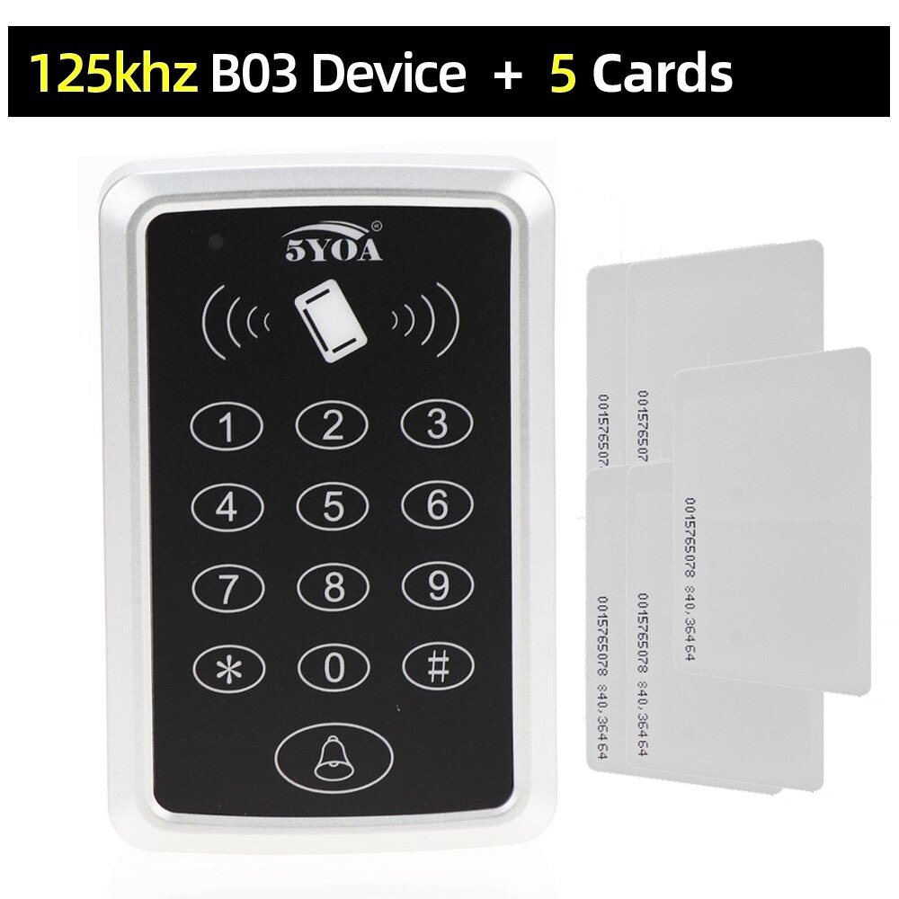 125KHz RFID Access Control Keypad EM Card Reader Door Access Control System Door Lock Opener Keyboard System: B03 and 5 Cards