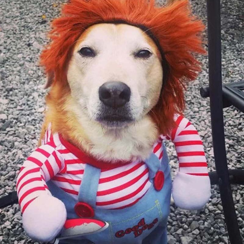 Dodelijke Pop Halloween Scary Hond Kostuums Funny Pet Kleding Voor Medium Grote Honden Bulldog Verstelbare Cosplay Kleding Set