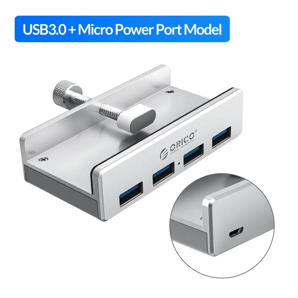ORICO USB 3.0 Hub mit Netzteil USB3.0 Splitter Adapter Clip-Typ Multi Splitter Hochgeschwindigkeits-Datenübertragung für Laptop PC: Armee Grün