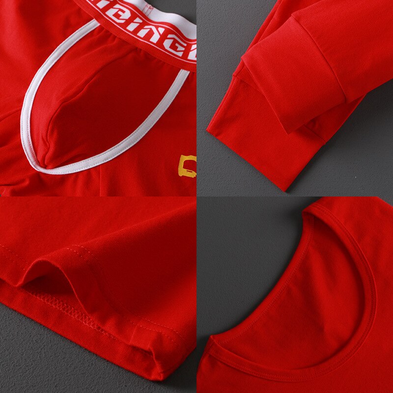 AIIOU męskie kalesony zimowe obcisłe cieplejsze leginsy męska bielizna termoaktywna jesień w stylu chińprzejrzeć wzór bawełniane majtki