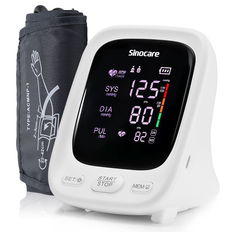 Sinocare-tensiómetro Digital automático para la parte superior del brazo, Monitor de presión arterial, máquina de presión arterial, medidor de frecuencia cardíaca, pantalla LCD: White(U311)