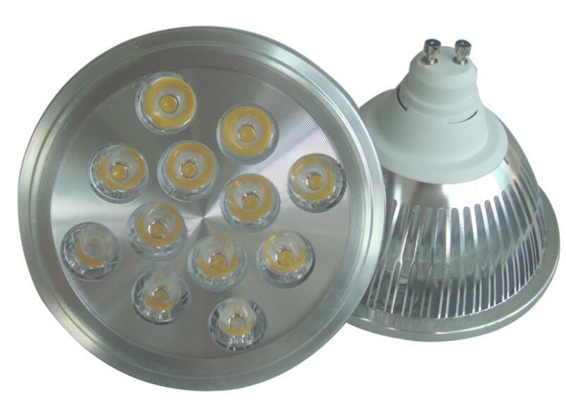 12 W AR111 LED Spot Licht, AC85-265V of AC DC12V, GU53 gu10, Gepolijst Aluminium, AR111 LED Lamp, 12*1 W