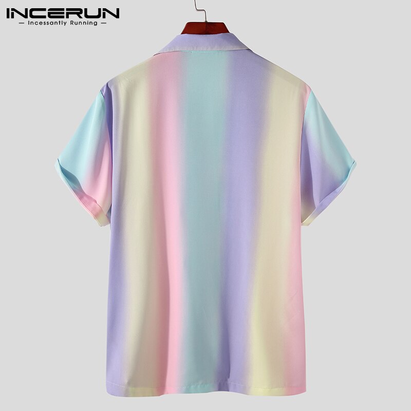 INCERUN-camisa informal para hombre, camisa con estampado de ocio, manga corta, cuello vuelto, 5XL