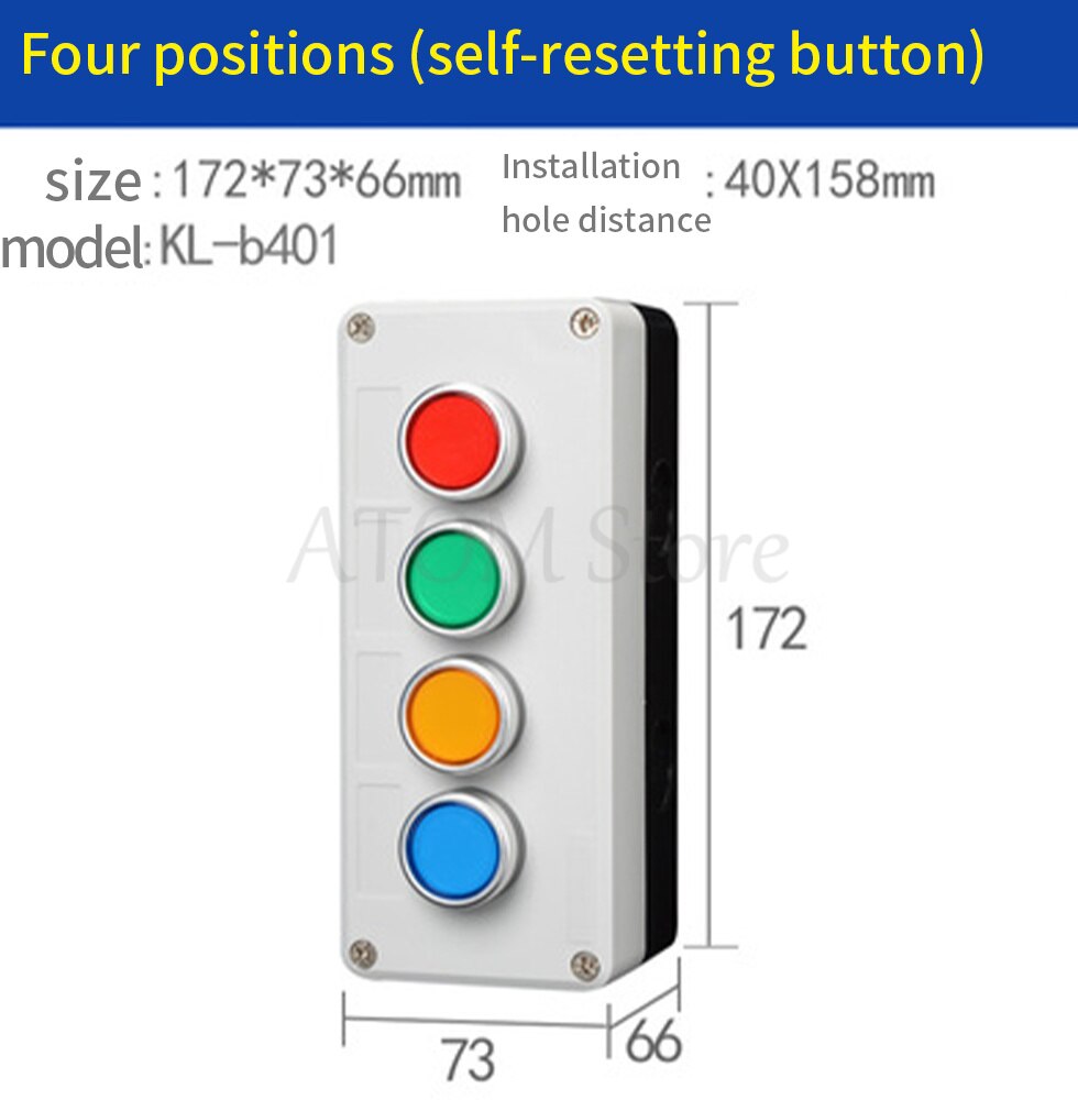 Button switch control box emergency stop waterproof button indicator box plastic start electric box: Red