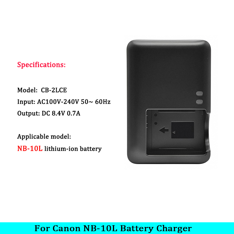 Chargeur CB-2LCC CB-2LCE pour batterie NB-10L IL PowerShot SX40 HS ; SX50 HS ; SX60 HS ; G1X ; G3X; G15; CB-2LC pour appareil photo G16