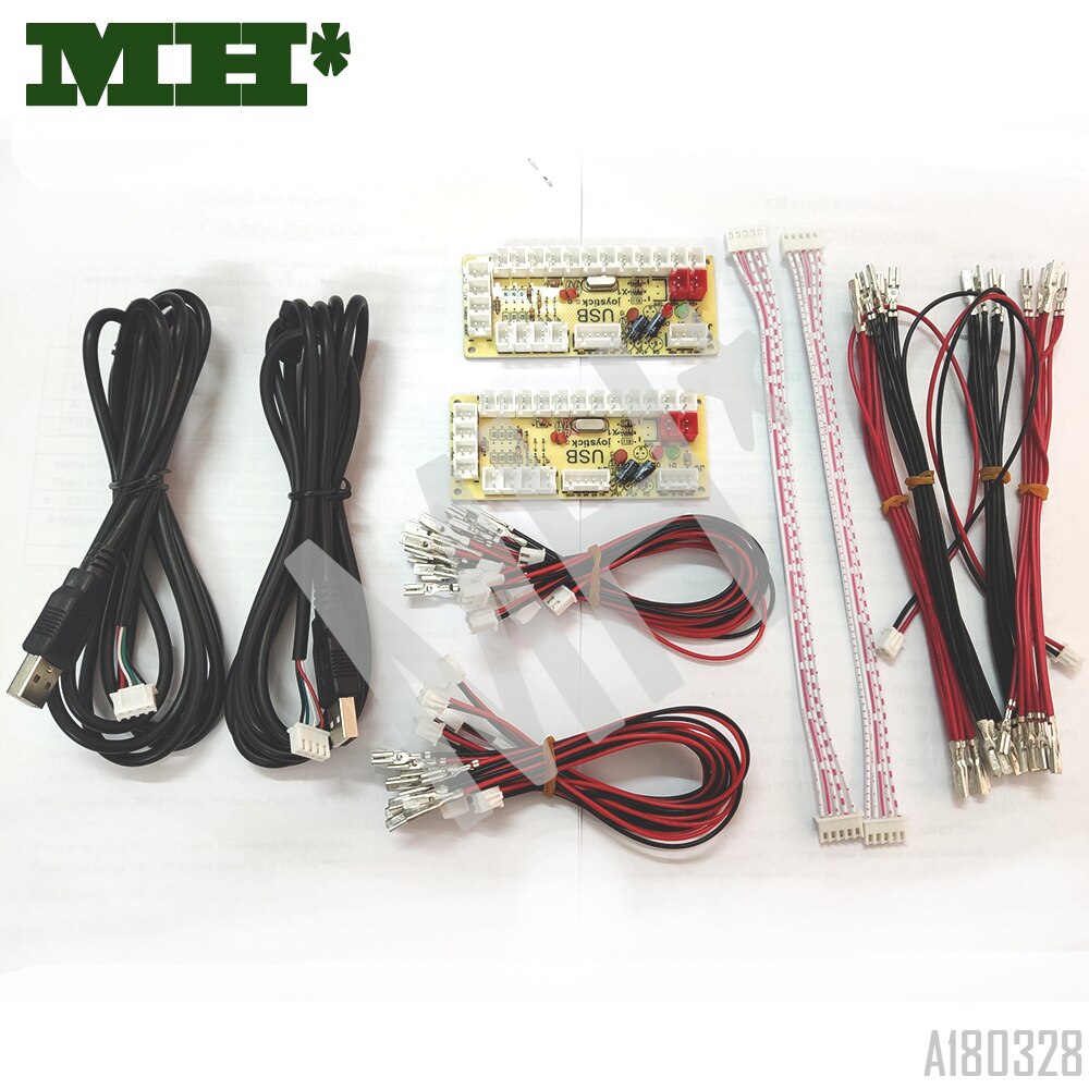 2 Spelers Nul Vertraging Arcade Diy Kit Usb Encoder Voor 4 & 8 Manier Zippy 5PIN Joystick 2.8 & 4.8mm Knop Met 2pin 2.8 & 6.3 Mm Licht Kabel: 2Zero 2.8MM 5p-2.8L