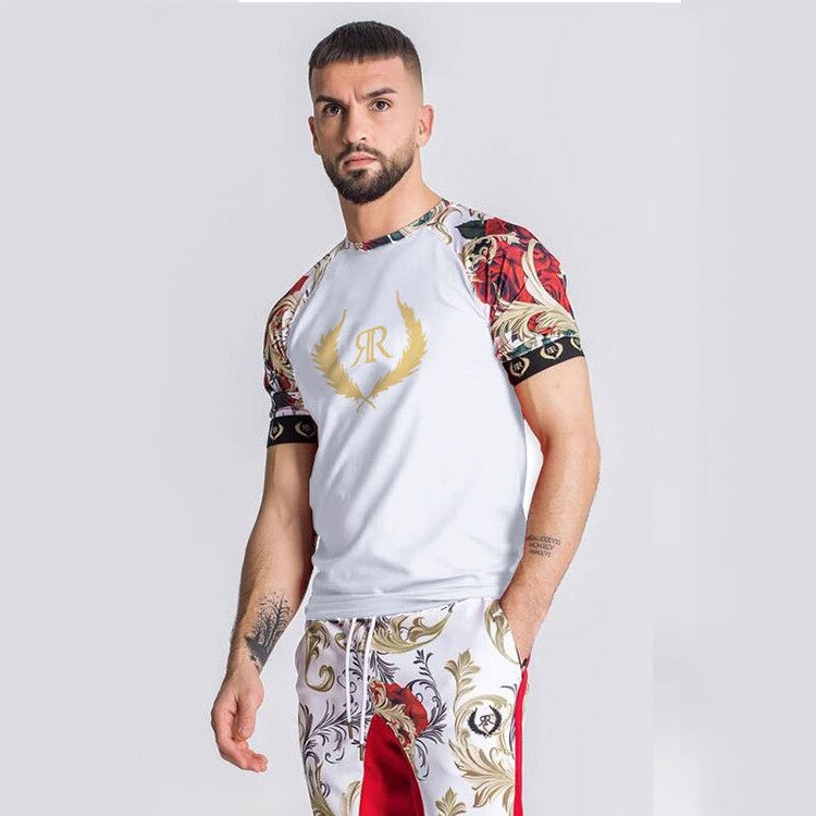 T-shirt Mannen Casual Zomer Bloemen Man Tshirt Tee Tops Streetwear Kleding Heren T-shirt Gym Fitness Mannen t-shirt: 2 / XXL