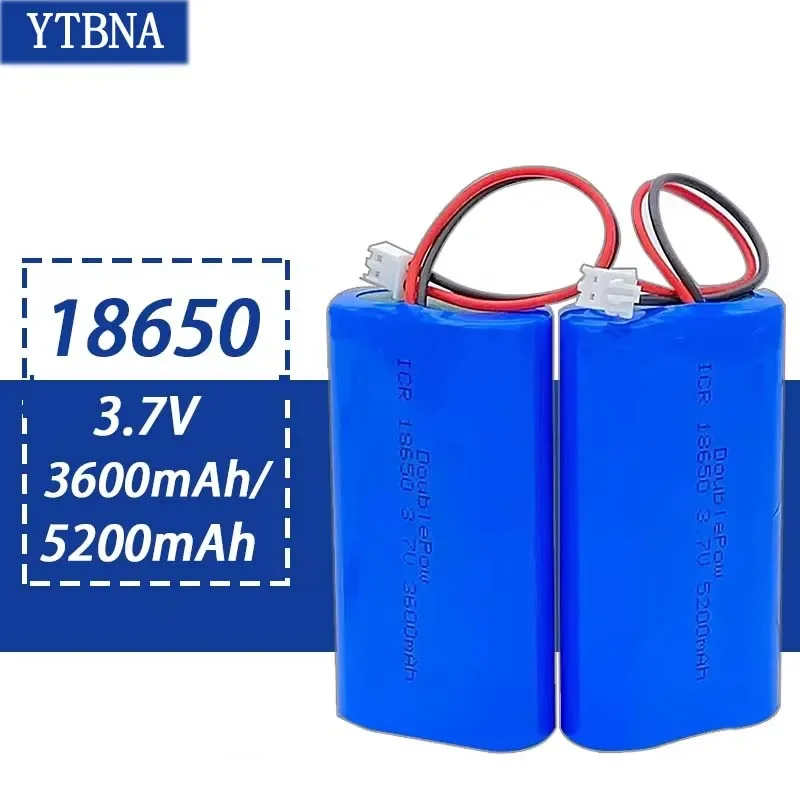 18650 3.7V 3600mAh/5200mAh Batteria al litio ricaricabile tenere sotto controllo per altoparlanti Megafono Luci a portato Scheda di protezione + Spina XH2.54