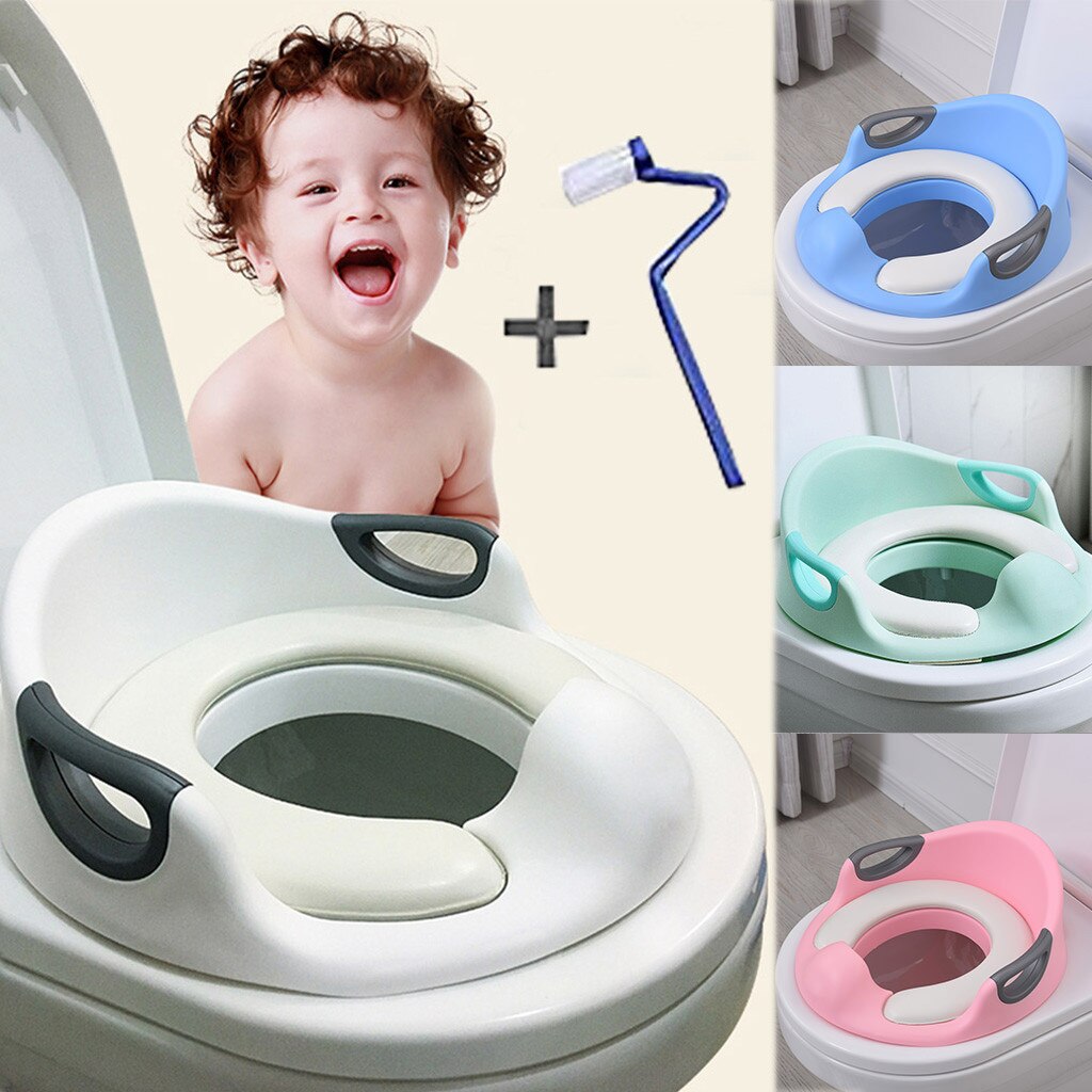 Zindelijkheidstraining Seat Voor Kinderen Toiletbril Voor Baby Met Kussen Handvat En Borstel Peuters Toilet Training Seat Voor Baby veiligheid