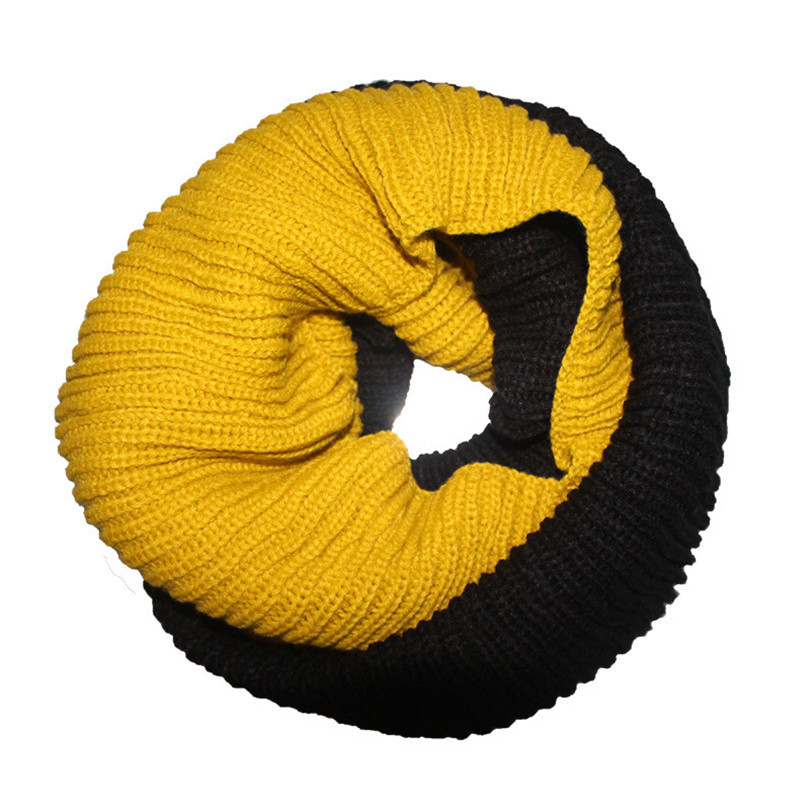 VISNXGI Winter Cable Ring Scarf Women Knitting Infinity Scarves Knitted Warm Neck Circle Scarf Bufandas Cuellos: W090 Yellow black