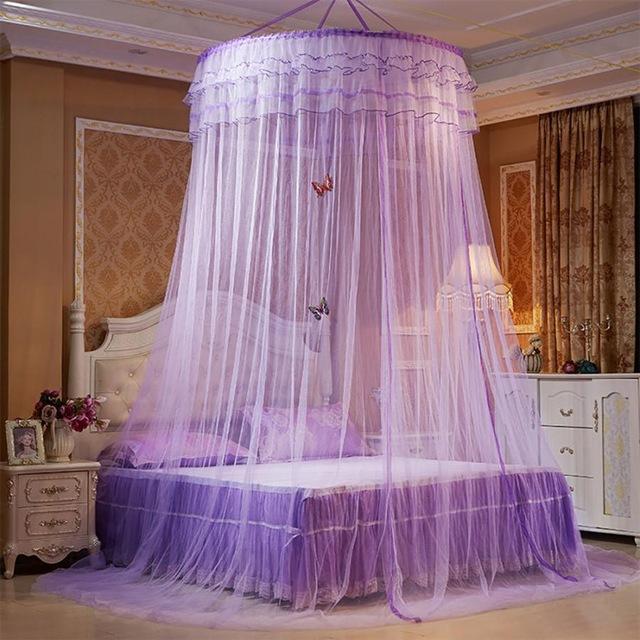 Mosquitera tipo cúpula para 25 niños, dosel de encaje estilo princesa, mosquitera, cortina de cama, mosquitera para dormir de bebé: Púrpura