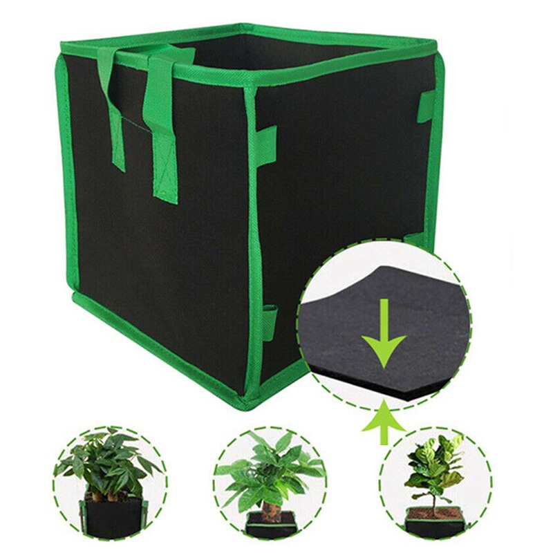 Sac de culture en tissu, 10 gallons, 1 paquet, carré, conteneur pour plantes de jardin, sacs à poignée verte,