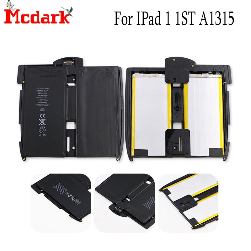 Mcdark til ipad 1 1st a1315 a1219 a1337 laptop batterier udskiftning stor kapacitet 5400 mah backup batteri til ipad 1 1st