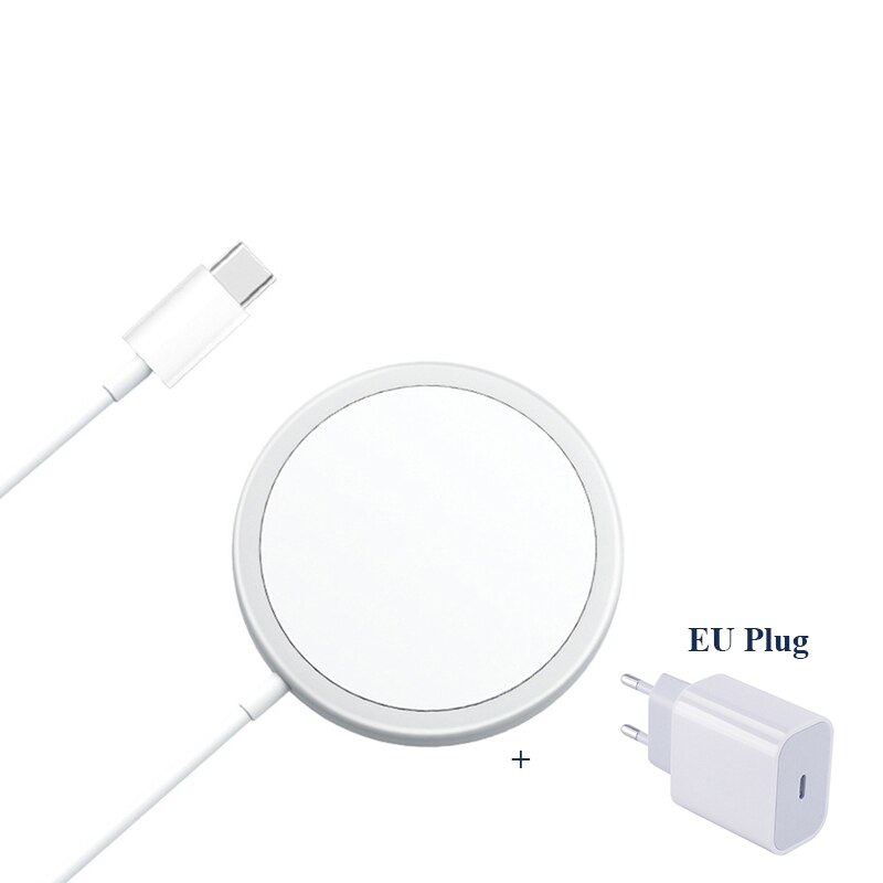 Magnetische Drahtlose Ladegerät mit USB-C Integrierte Kabel Tragbare für praktisch 12 Profi Max 15W Qi Magsafing Schnelle Ladung Pad: EU Stecker