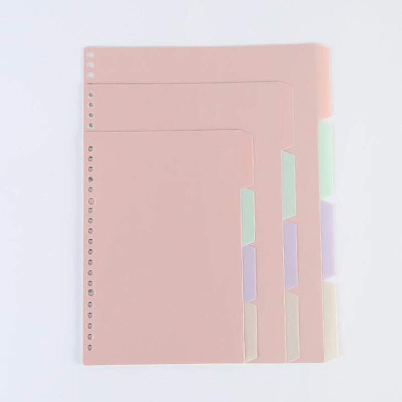 A5 B5 Loose Leaf Notebook Refill 60 Sheets Kawaii Spiral Binder Index Inside Page Dot Grid Blank Connell Stationery: Pink index 4pcs / B5 26 holes