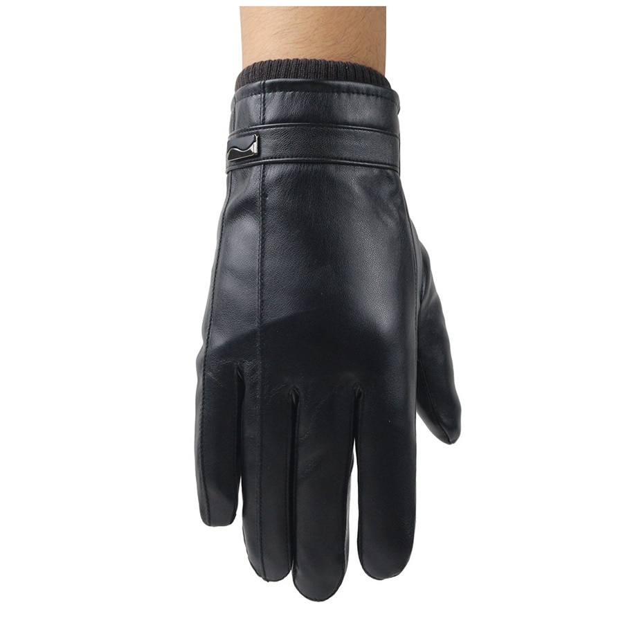 Winter Outdoor Mannen 100% Lederen Touch Screen Handschoenen Thermische Wol Winddicht Waterdicht Antislip Warm Rijden Handschoenen wbd