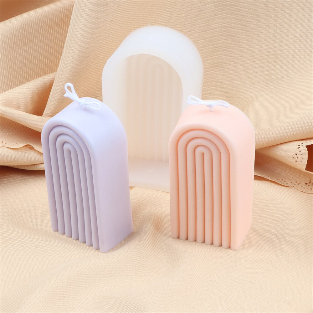 Geometric Rainbow Candle Mold Striped U-Shaped Silicone Mold Simple Lines Plaster Epoxy Mould Abstract Architectural Resin Tool