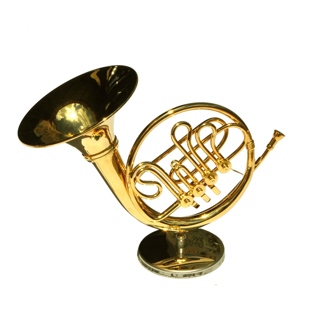 MoonEmbassy French Horn Model Musical Instrument Miniature Desk Decor Display