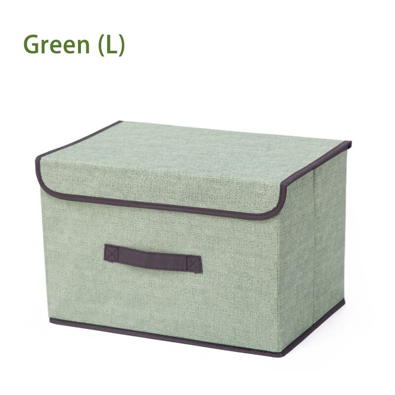 Non Woven Fabric Storage Box with Lids Household Toy Snacks Sundries Organizer Storage Boxes Basket Cloth Storage Organizer Box: Green L 36x23x24cm