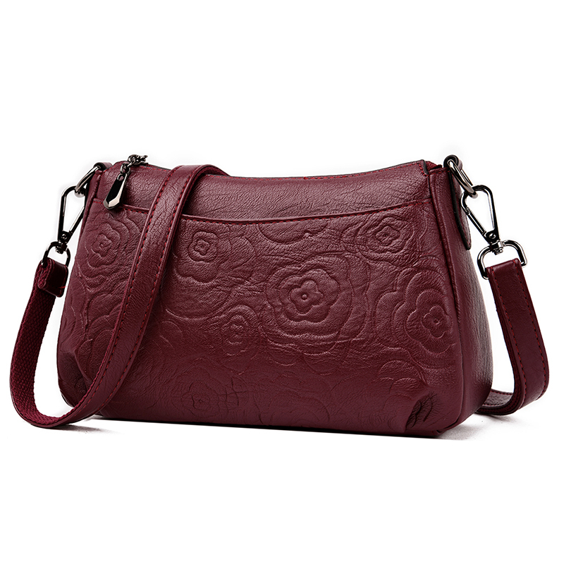 Bolsos de flores de lujo para mujer, bolsos de mano de , bolsos de mensajero de piel para mujer, Bolsos De Mujer, bolso bandolera de: Rojo