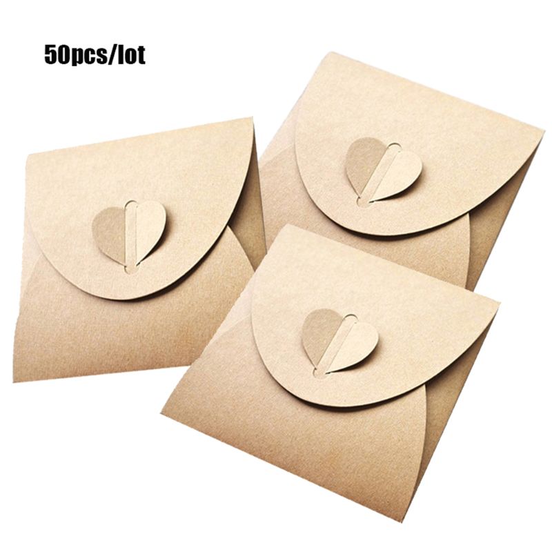 Funda de Papel Kraft con forma de corazón para , bolsa de embalaje para CD, discos, DVD, L29K, 13x13cm, 50 Uds.: Default Title