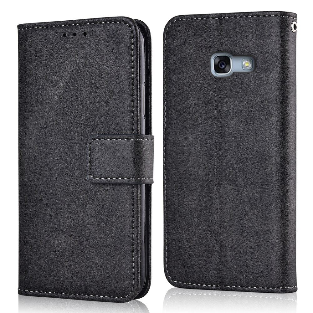 Para Samsung Galaxy A5 A520 A520F SM-A520F la cubierta Galaxy A5 cubierta Flip Wallet Case para Samsung A5 A52017: niu-Dark Grey