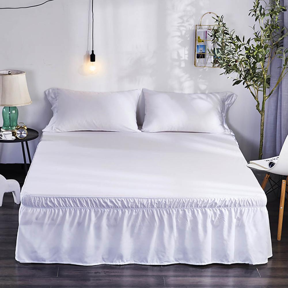 Sprei sengetæppe cubrecama elastisk plisseret solide sider wrap seng nederdel sengetæppe colcha de cama couvre lit hjem soveværelse cobertores