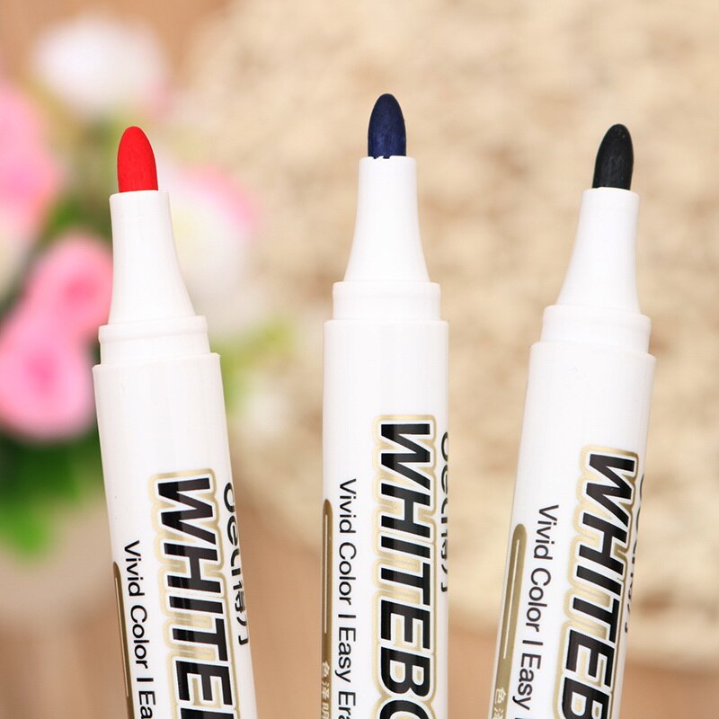 3Pcs Erasable Whiteboard Marker Pen Liquid Type Black Blue Red School Class Home Teaching Kids Drawing Office Meeting 6817