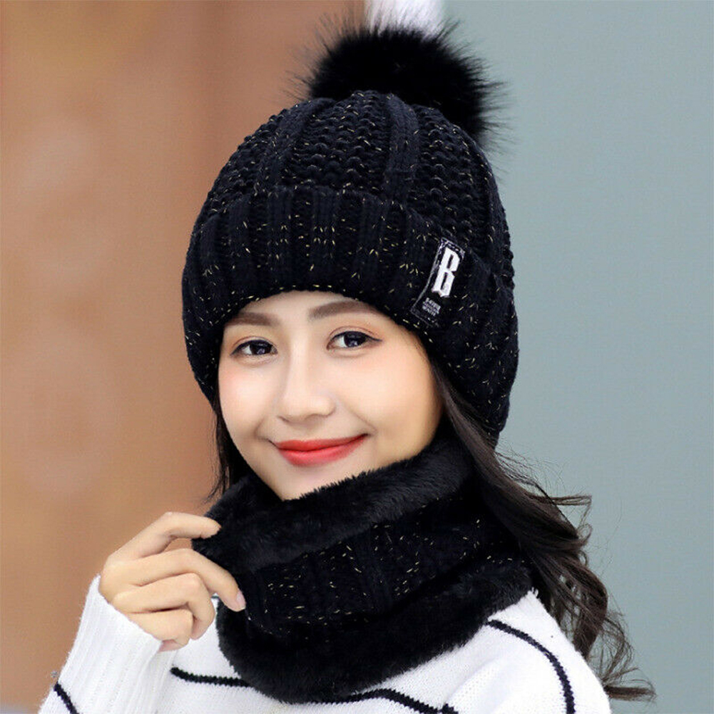 2 Stuk Set Winter Wol Hoed Mutsen Vrouwen Hoed Sjaal Masker Warm Ademend Wol Gebreide Hoed Voor Vrouwen bescherming Caps