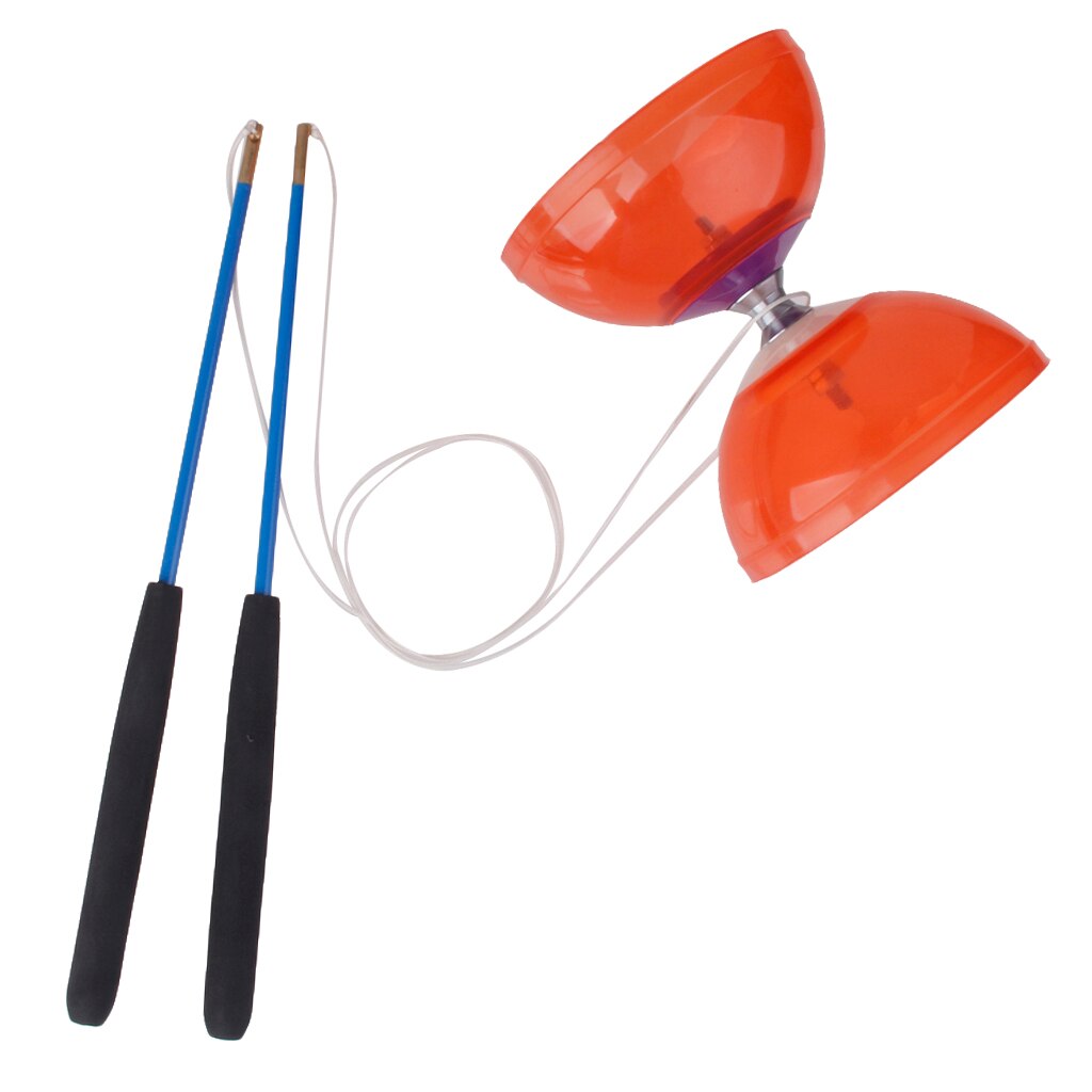 5-Bearing Diabolo Juggling Spinning Kit Toy Set W Handsticks & String Red