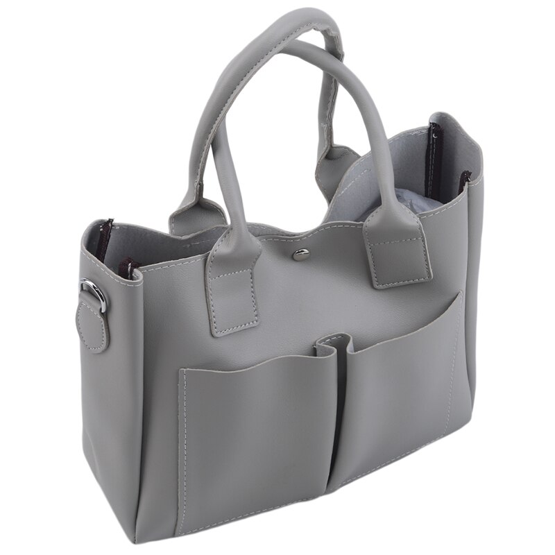 Pu leren laptoptas, eenvoudige handtassen, bekende merken, dames schoudertas, casual grote tas, vintage dames crossbody tassen: Grijs