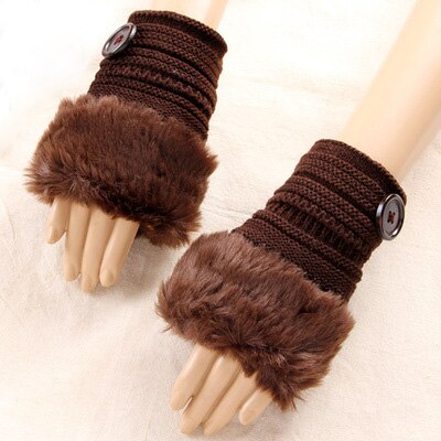 1 Pairs Winter Vrouwen Faux Fur Vingerloze Handschoenen Vrouwelijke Wamer Konijnenbont Half Cover Pols Handschoenen Wanten