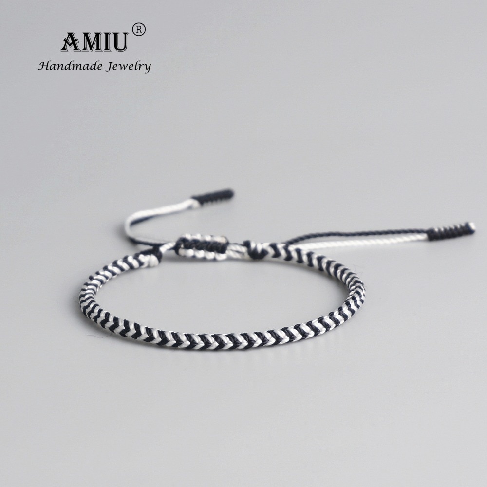 AMIU Tibetischen Buddhistischen Glück Seide Gewebt Tibetischen Armbänder & Armreifen Für Frauen Männer Handgemachte Knoten Deongare Seil Wünschen Armbinde