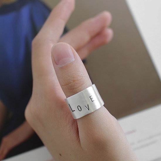Vrouwen Duim Ringen Brief Zilveren Kleur Eenvoudige Grote Geometrische Ovale Ronde Open Verstelbare Finger Ring Voor Vrouwen Mode-sieraden