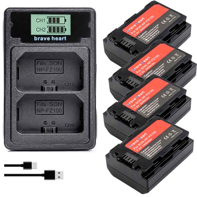 Batterie NPFZ100 avec écran LCD et double chargeur USB, pour Sony Alpha A7III A7R III A9 Alpha 9 A7R3 A6600, NP-FZ100