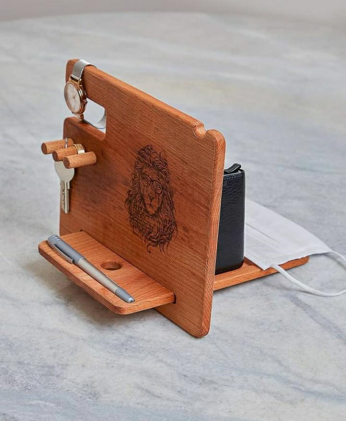 Retro Wooden Beech Desk Organizer Phone Holder Jewelry Keychain Pen Holder Organizer Wood Multi Practical Easy To Use Item Stand