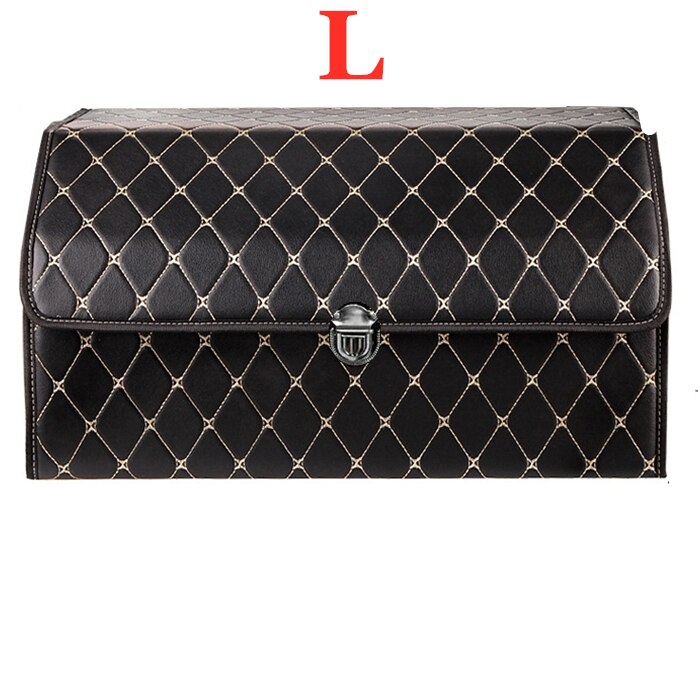 PU Leather Trunk Organizer Folding Storage Box Car SUV Trunk Organizer Stroage Bag Auto Interior Car Accessories: L black