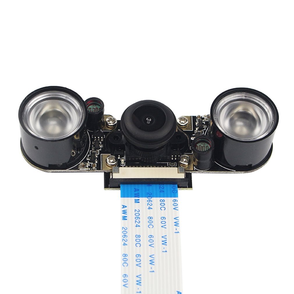 For Raspberry Pi 4 Model B/3B+/3B/2B 5 megapixel fisheye wide-angle night vision camera + light sensor 130 degrees