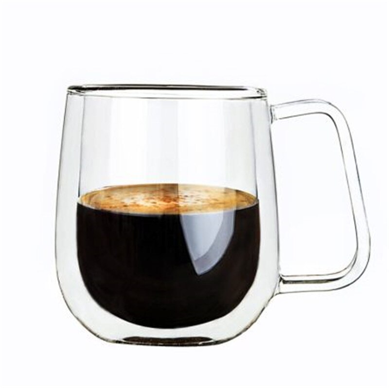 Double Wall Coffee Mugs Transparent Mugs Drinking Heat-resistant Glass Tea Beer Cup Drinkware Milk: 280ml