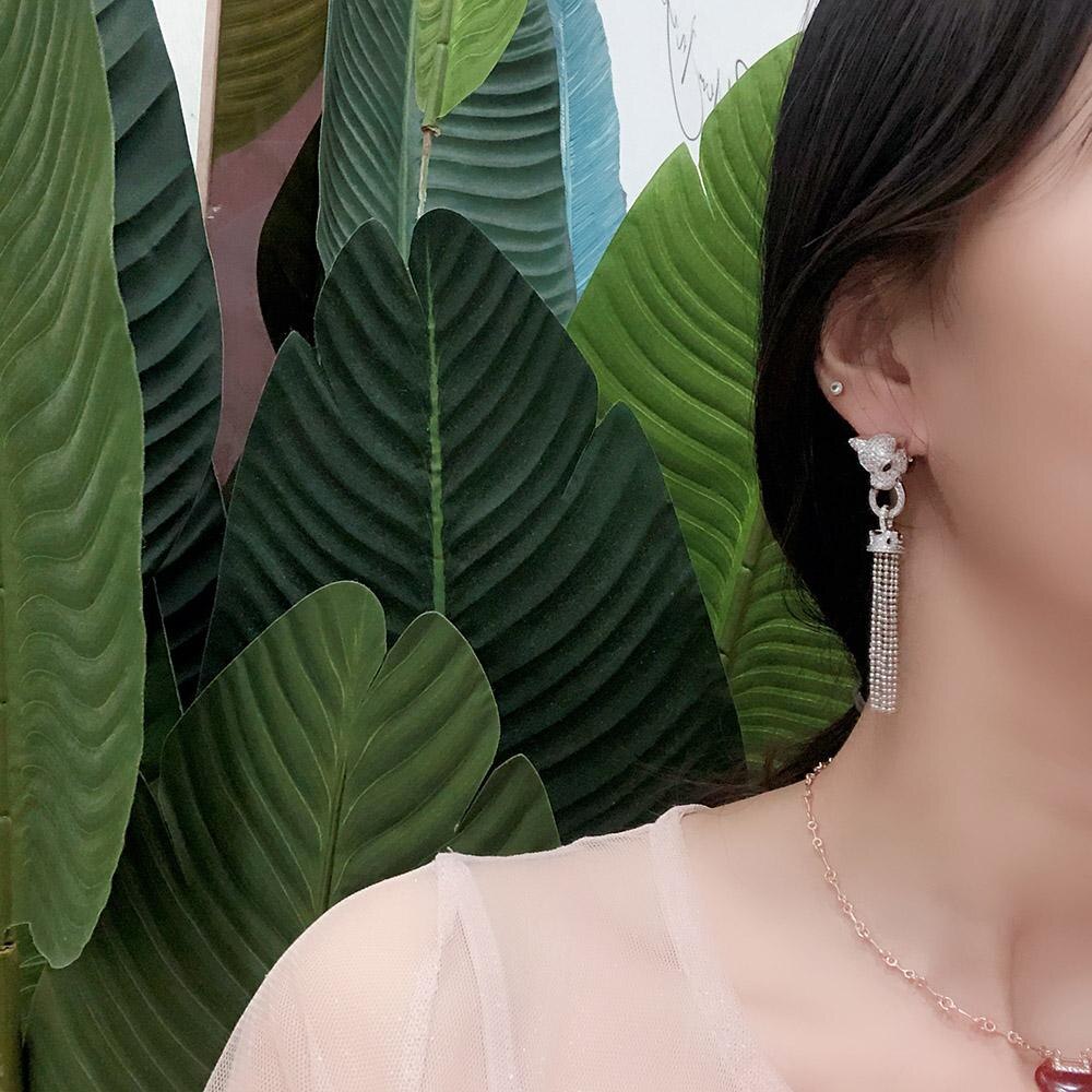 Persoonlijkheid Overheersend Street Style Kwasten Leopard Oorbellen Party Vrouwen Zilveren Naald 925