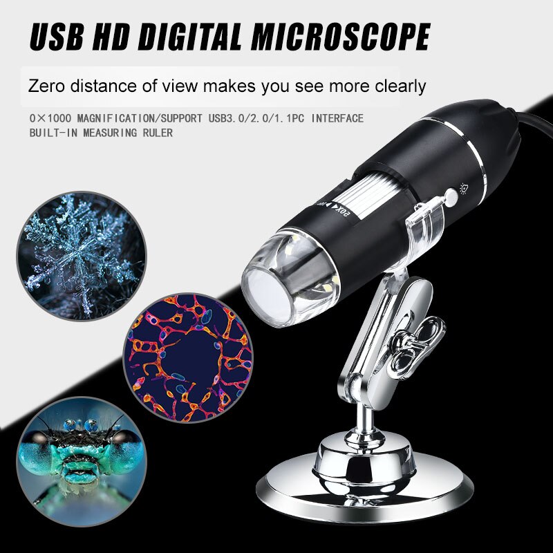 Portable HD 1600X 2MP Zoom Microscope 8 LED Micro USB Digital Handheld Magnifier Endoscope Camera