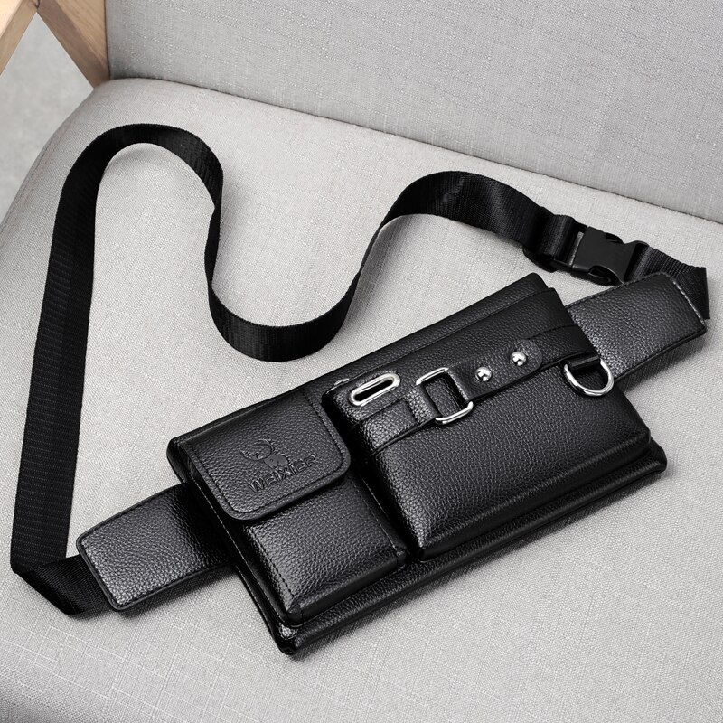 Sacchetto della Vita degli uomini, Colore Solido Multiuso Petto Sacchetto di Crossbody Bag per I Ragazzi, Nero/Marrone: Black