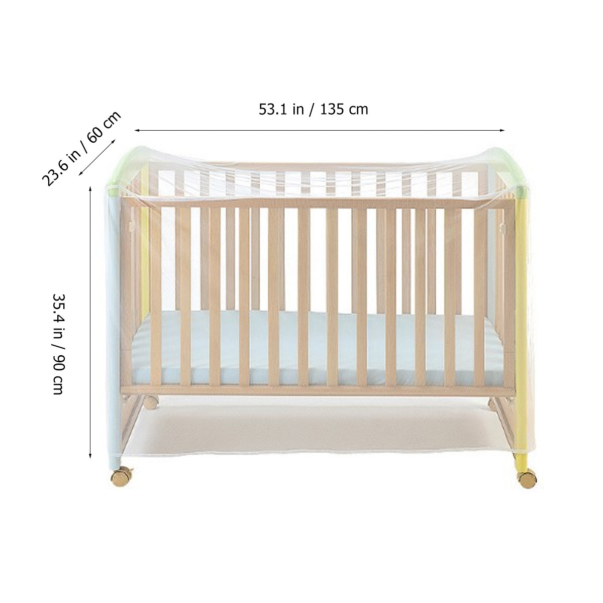 Baby Bed Mosquito Net 135x60x90 Premium Polyester Translucent Bug Net Breathable Bed Cover Tent for Infant Protection