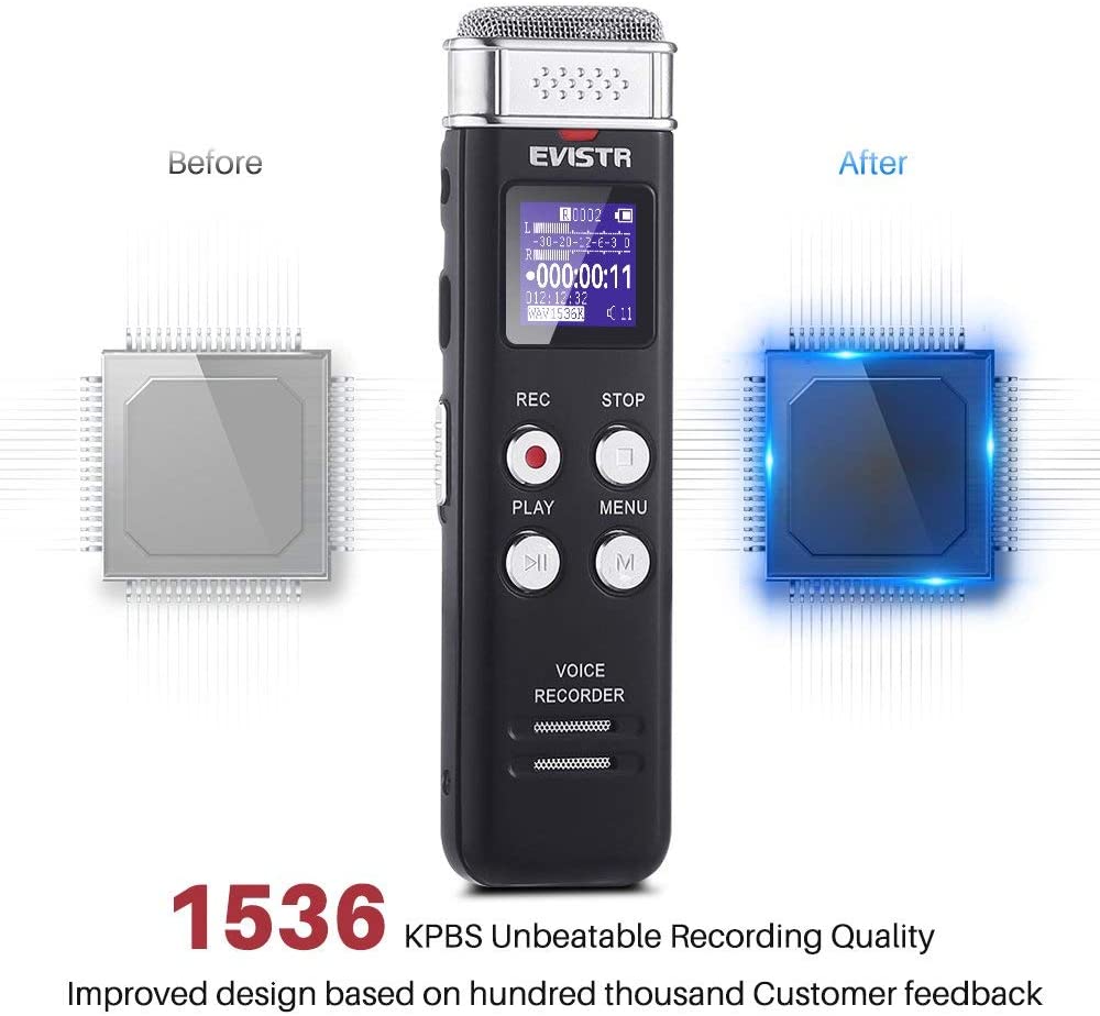 EVISTR 16GB Digital Voice Recorder Voice Activated... Grandado