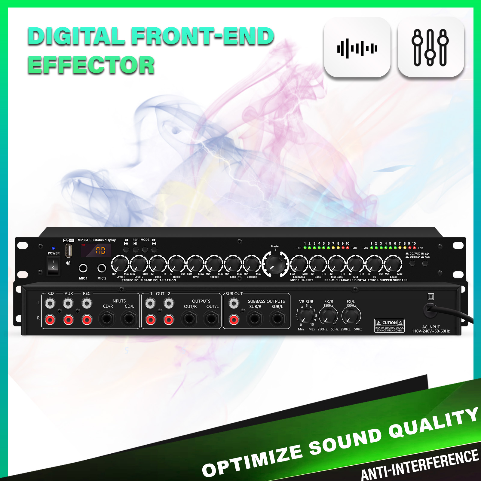 Fucxeoy Digitale 31-bands equalizer, professionele digitale stereo