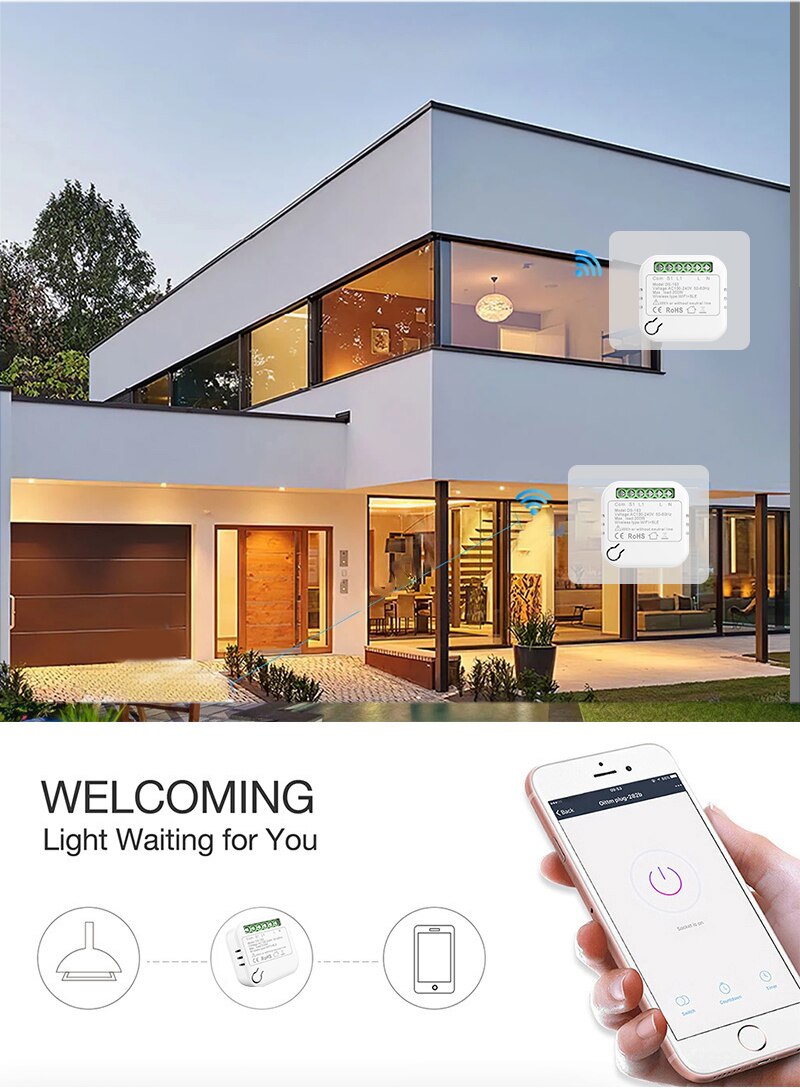 accorto WiFi + Bluetooth interruttore linea neutra e controllo APP abitare fuoco filo (universale) funziona con Alexa eco punto Google casa