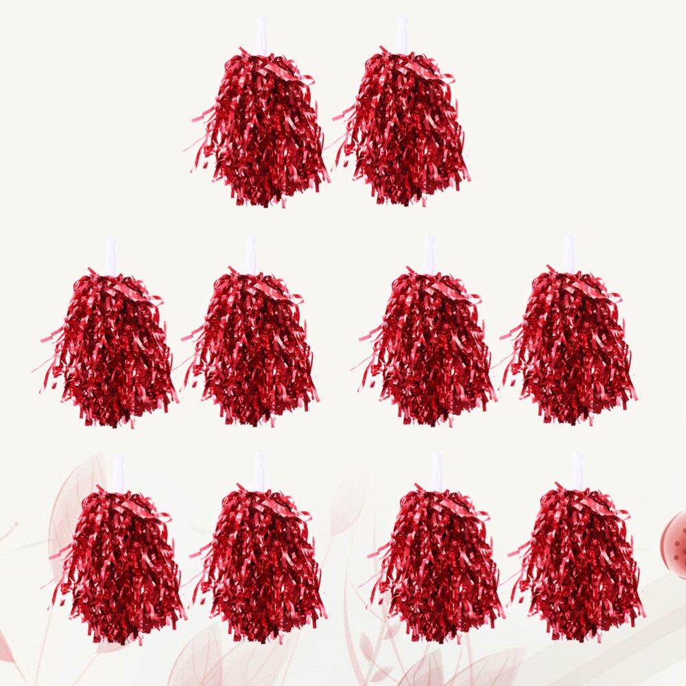 10 Pcs 25g Cheering Balls Squad Spirited Fun Cheerleading Kit Cheer Poms Cheerleaders Supples with Handle for Competitio: Red